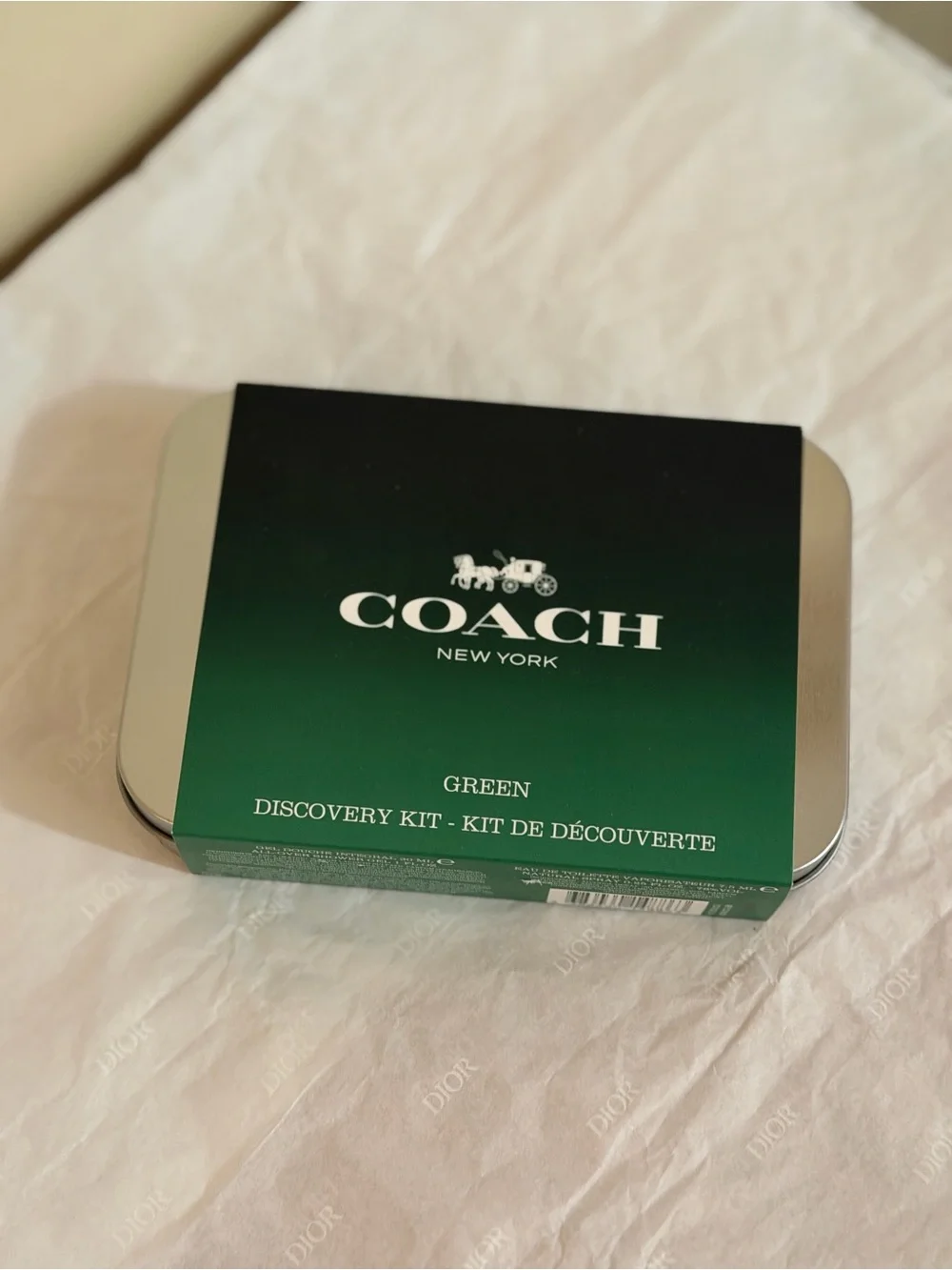 COACH Green Travel Bath & Body Set with Silver Tin